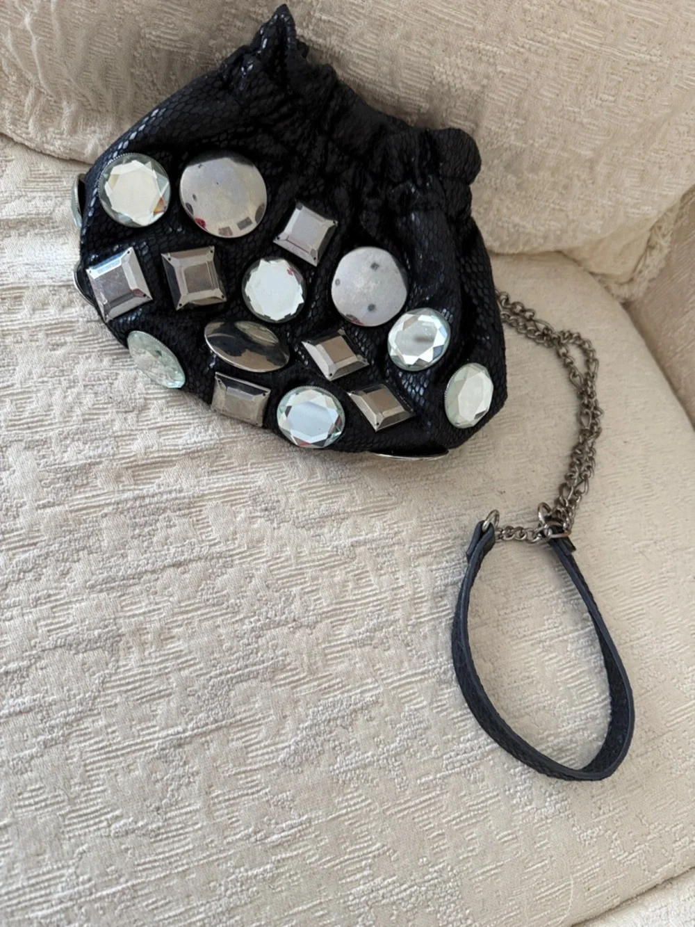White House Black Market Black Jeweled Drawstring Crossbody - Picture 11 of 11